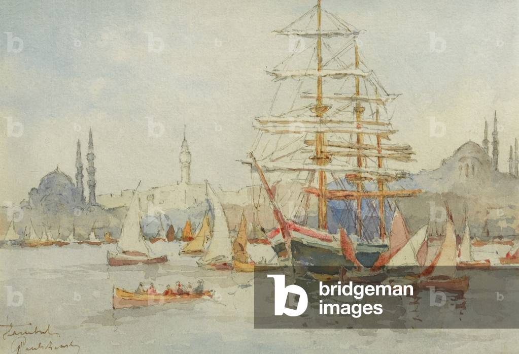 On the Bosphorus (watercolour over pencil on paper)