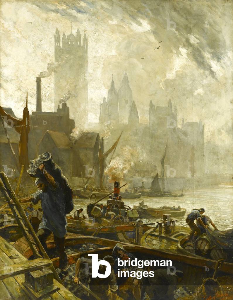 Toil, Glitter and Grime, Westminster, 1912 (oil on canvas)