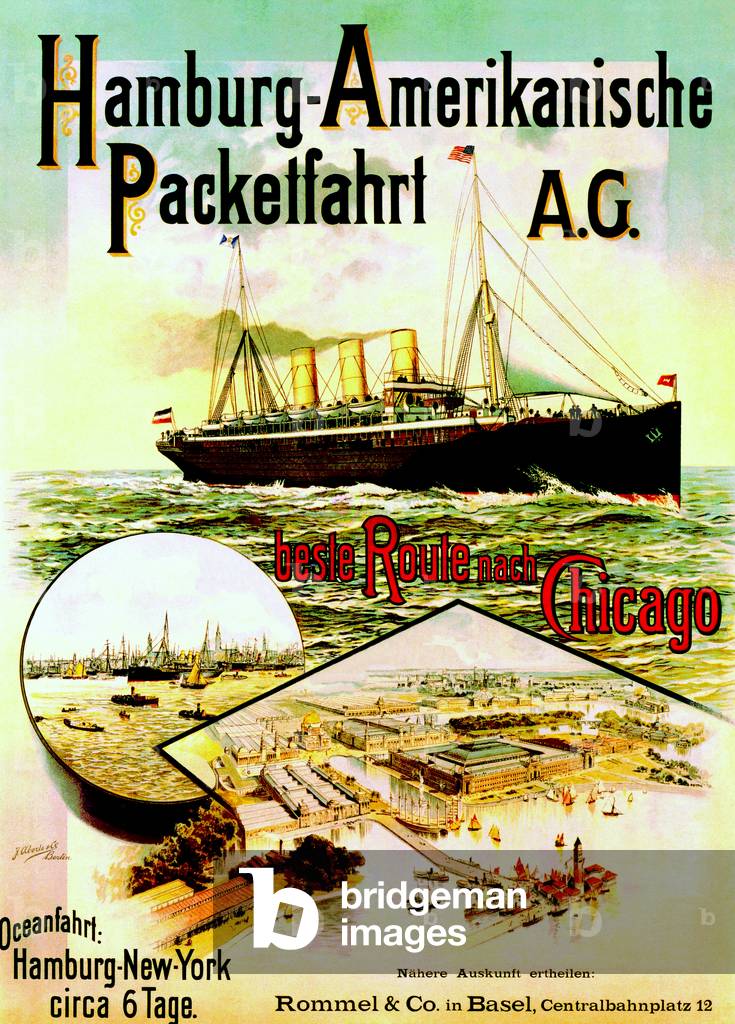 Poster advertising the Hamburg American Line, 1893 (lithograph)