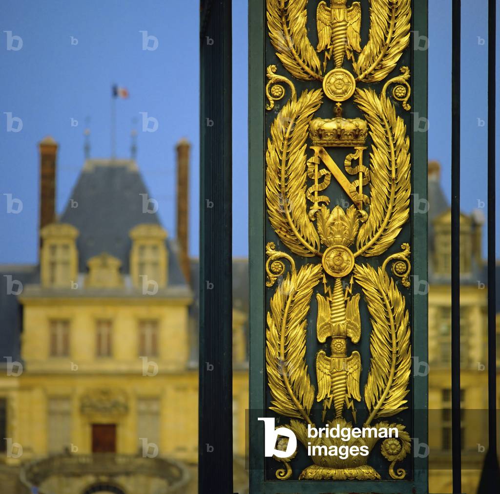 Detail of Napoleon I Gate, Chateau de Fontainebleau, Ile-de-France, France (photo)