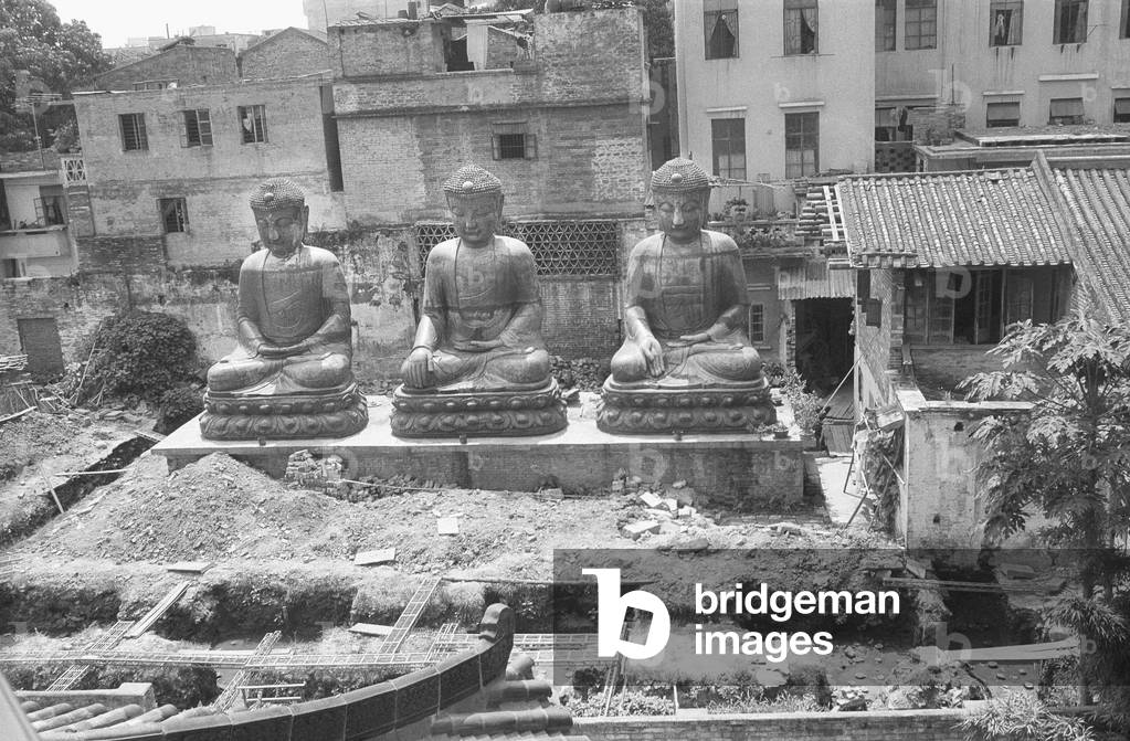 Fuzhou, Fujian province, China, 1983: 3 statues of Bouddha