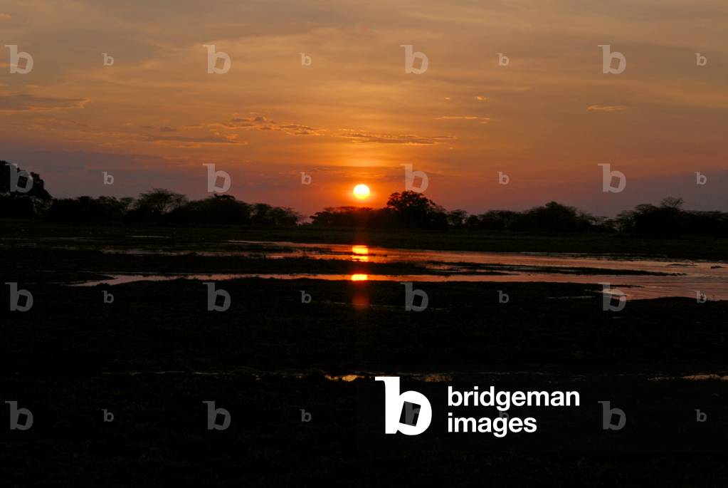 Sunset on Busanga Plains, Zambia, from hippo pool, November, 2006 (photo)