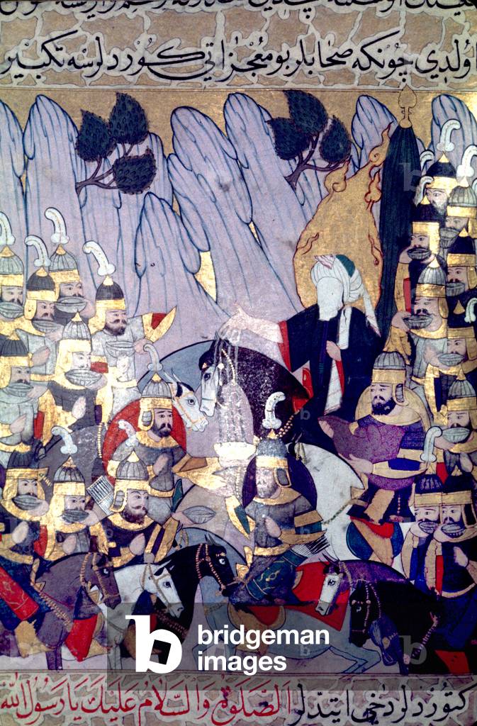 Prophet Muhammad, c. 570-632, at the Battle of Uhud, 4 miles north of Medina, March 23rd 655