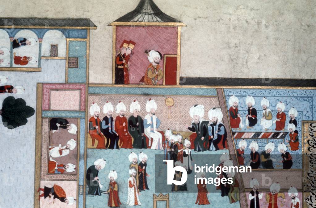 Sultan in Kubbealti Tower, Grand Vizier below, Topkapi Palace, detail