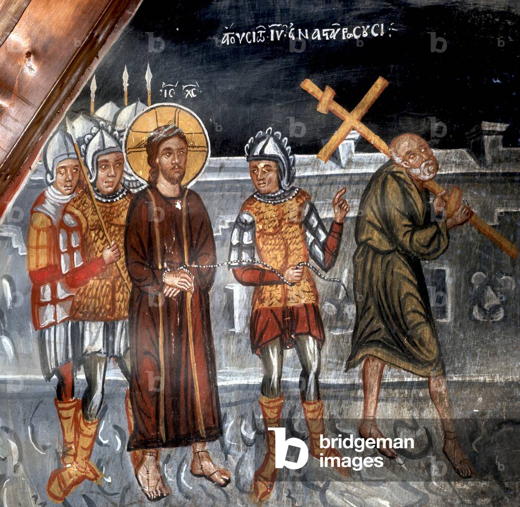 Simon of Cyrene carrying the cross (wall painting)