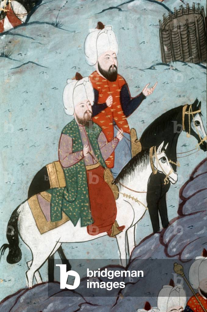 Suleyman I, Ottoman sultan 1520-1566 and companion on horseback, detail