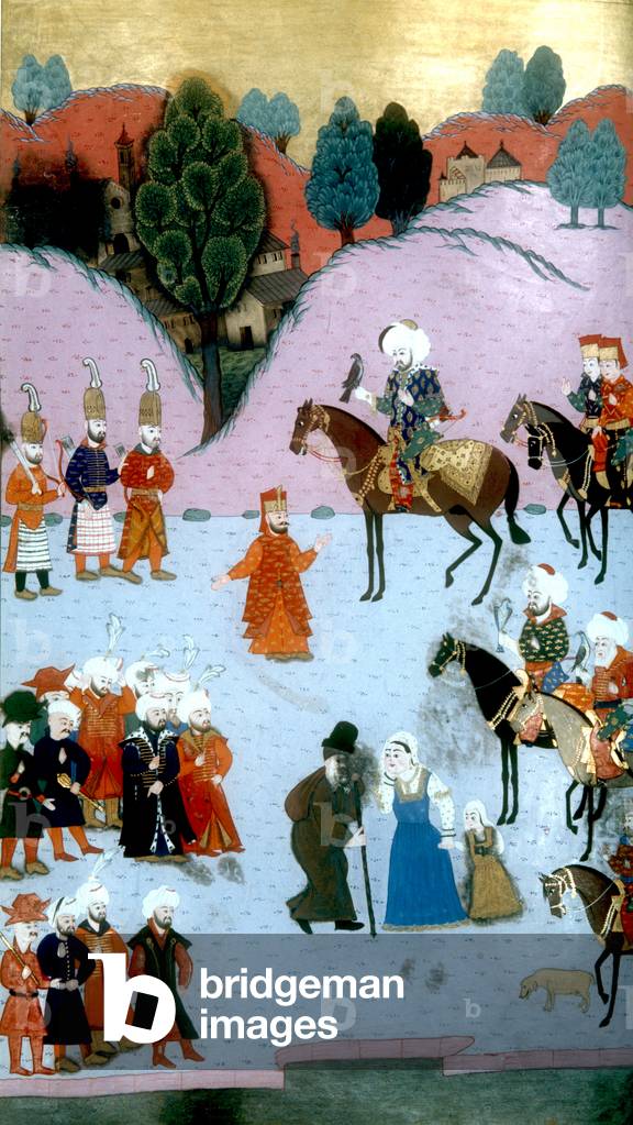 Mehmed I, hunting with a hawk near the River Tuna in Romania