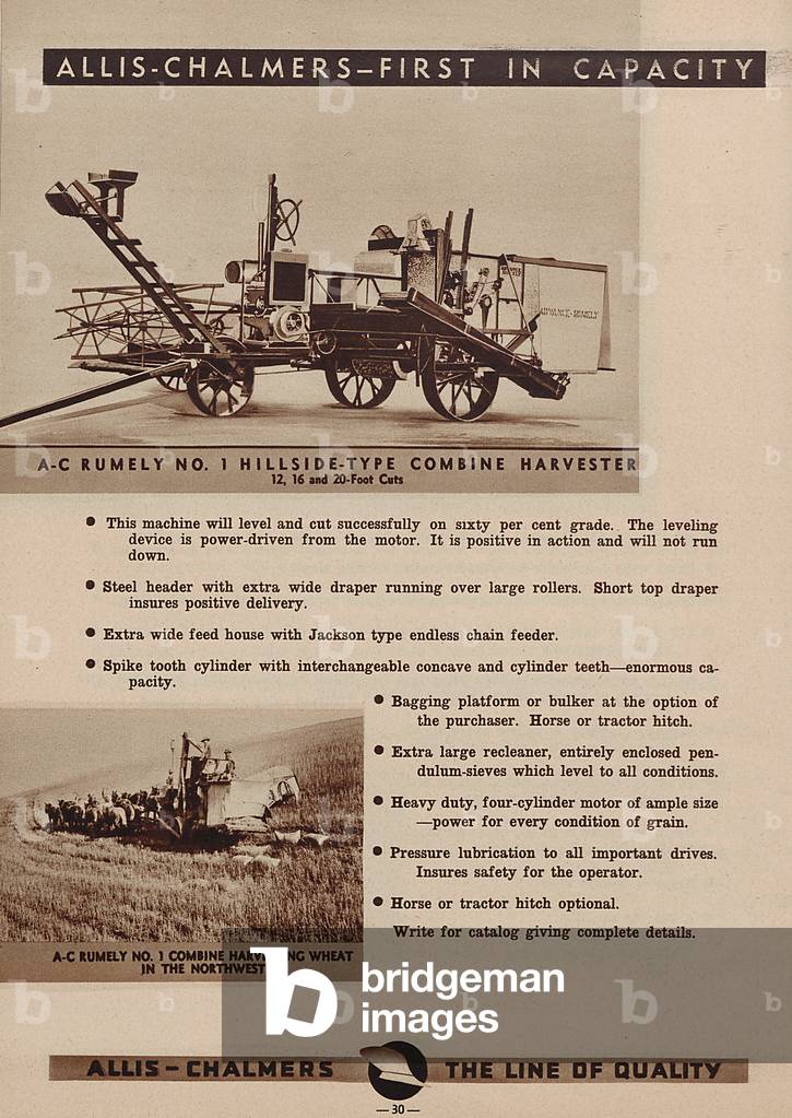 Allis Chalmers Rumely Number 1 Hillside-Type Combine Harvester