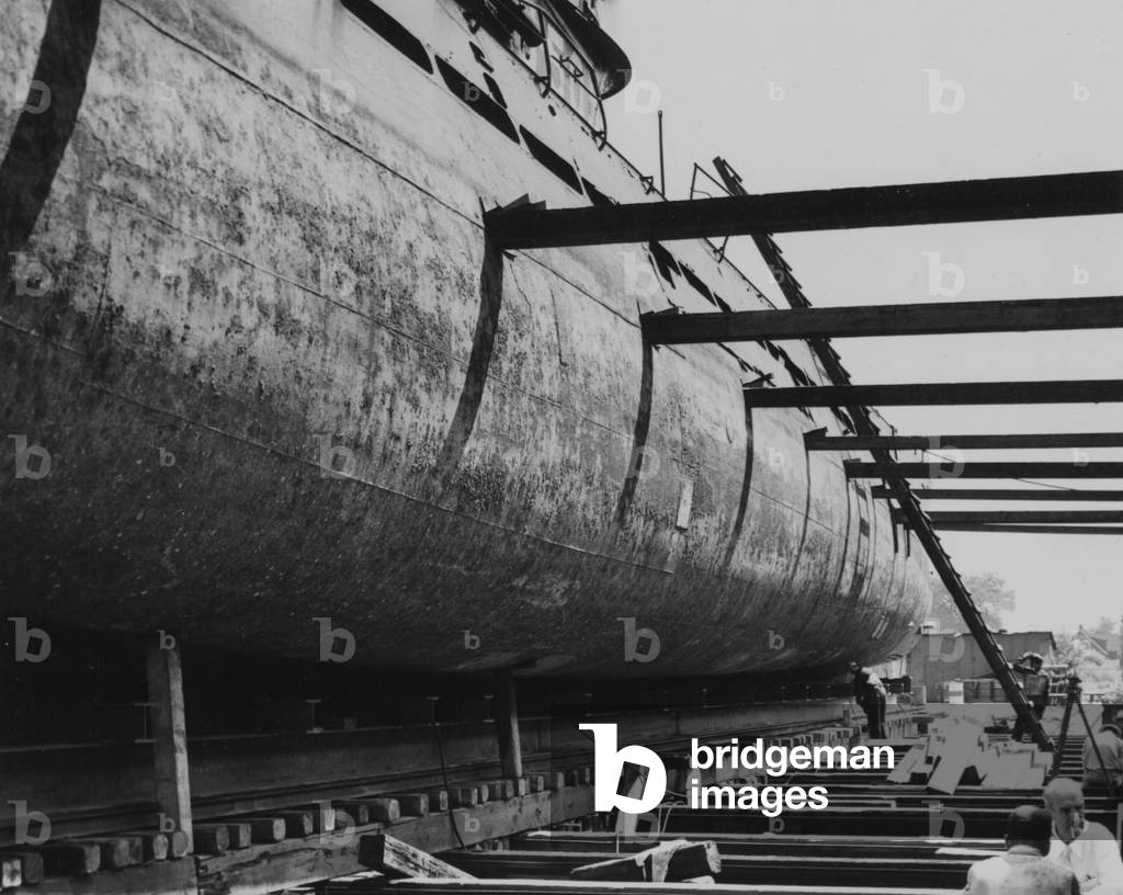 The Captured German Submarine U505 In The Dry Dock Of The Great Lakes Dredge And Dock Company