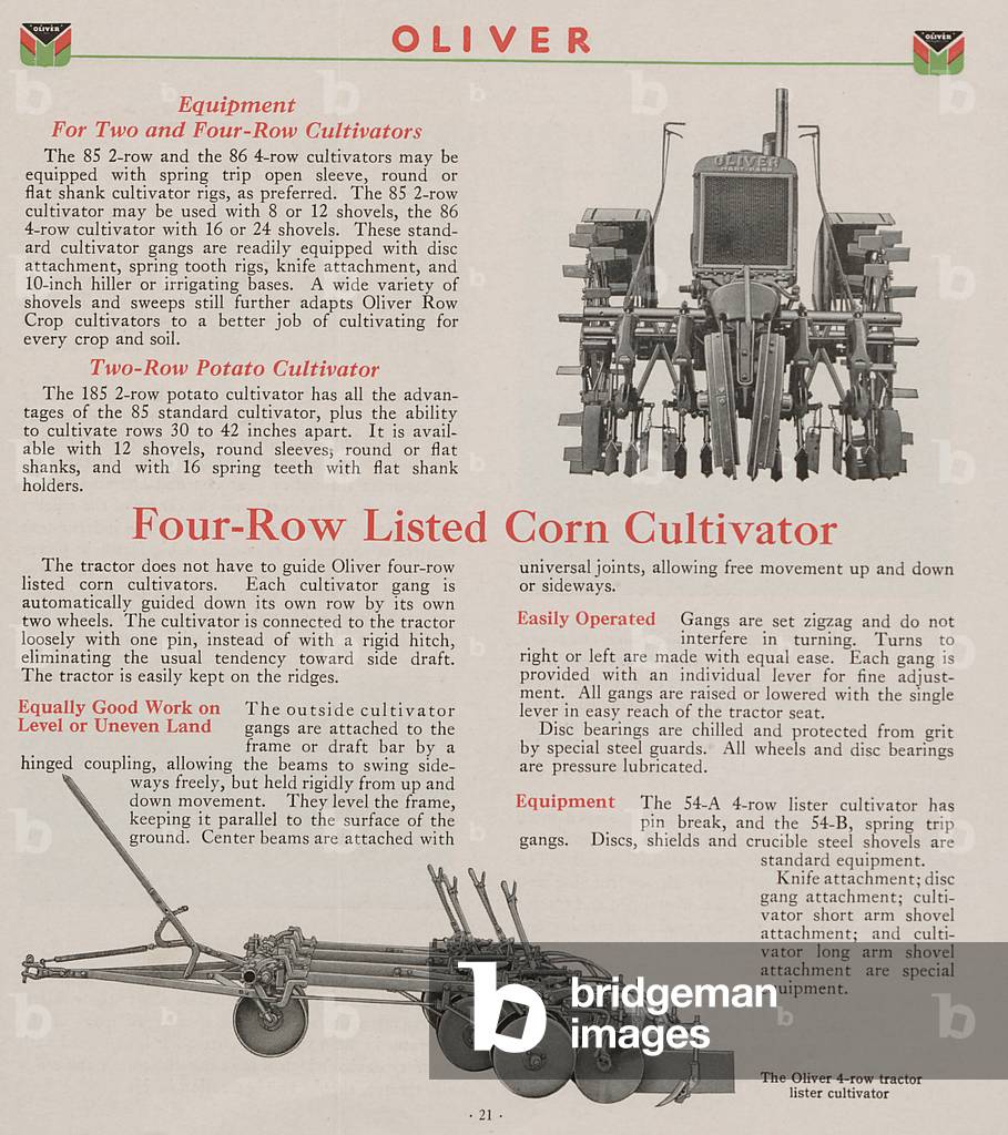 Oliver Row Crop Tractor Equipped With Lister Cultivators