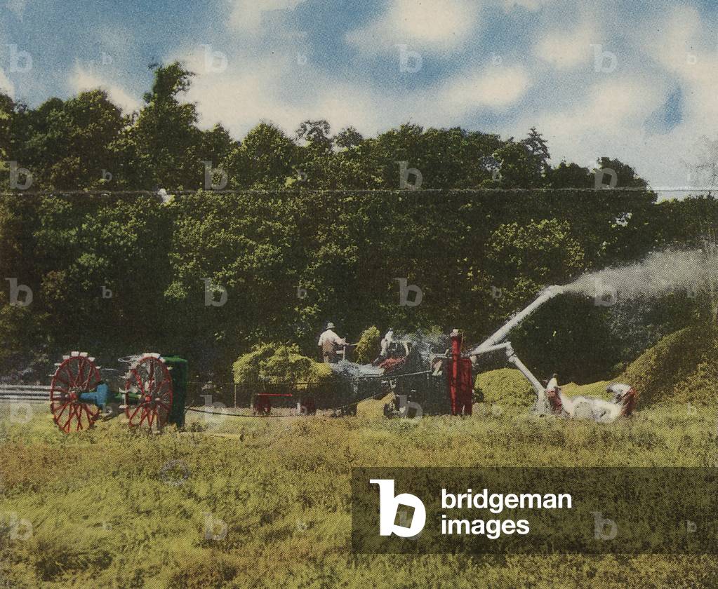 Oliver Hart-Parr Row Crop Tractor Equipped With A Thresher