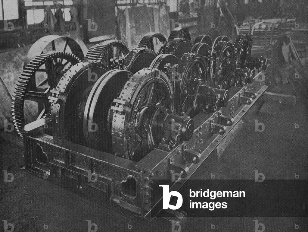 An Eight Drum Winch Being Assembled At A New York Engineering Company Shop