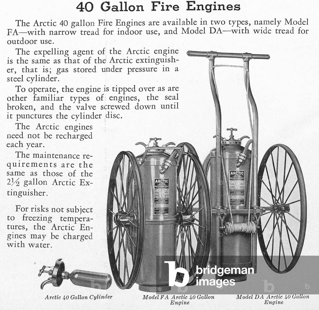 A Model FA Arctic Forty Gallon Engine With A Narrow Tread For Indoor Use And A Model DA Arctic Forty Gallon Engine With A Wide Tread for Outdoor Use