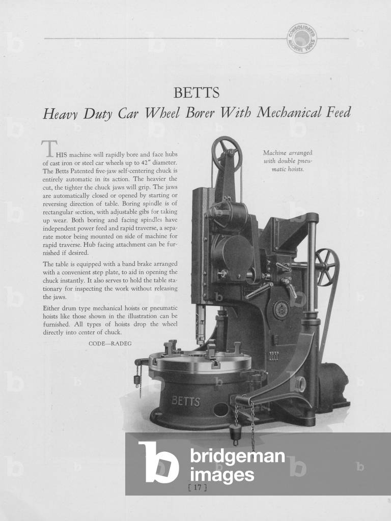Betts-Bridgeford Heavy Duty Car Wheel Borer With Mechanical Feed