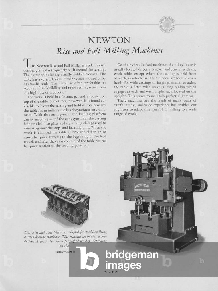 Newton Rise And Fall Milling Machines