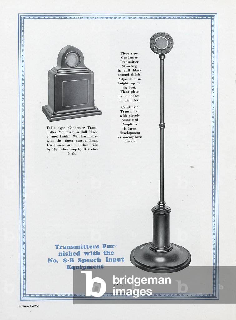 Western Electric Company's Table And A Floor Type Condenser Transmitter Mounting