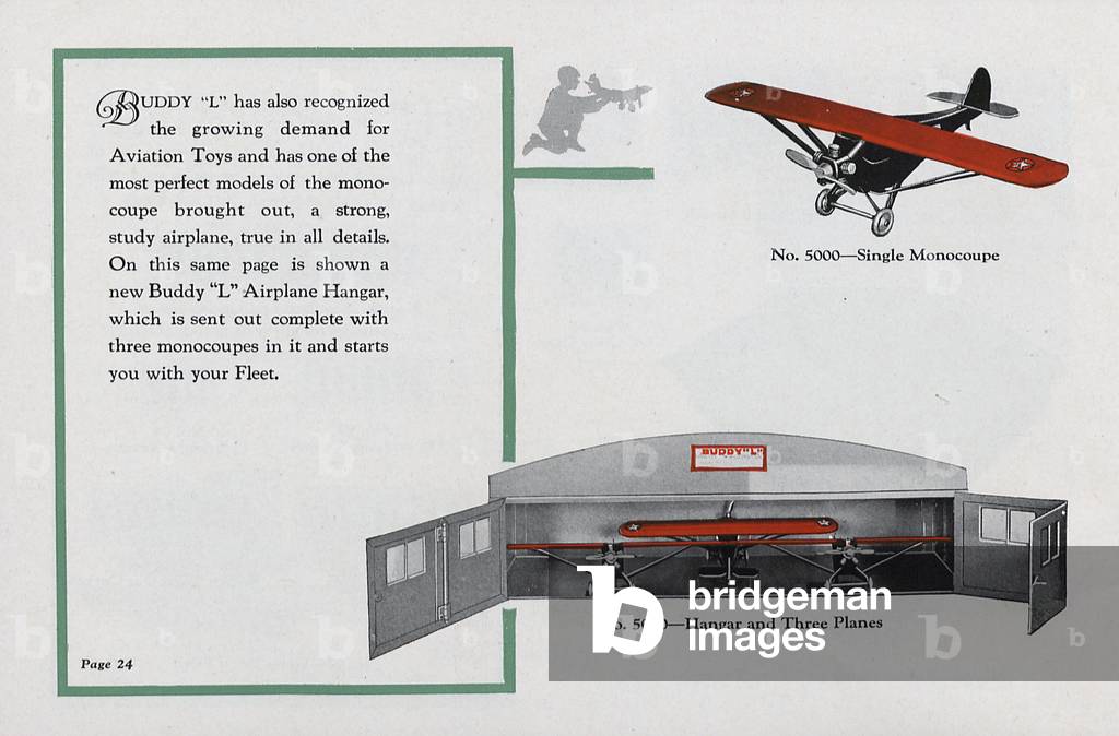 The Buddy 'L' Single Monocoupe And Hangar With Three Planes