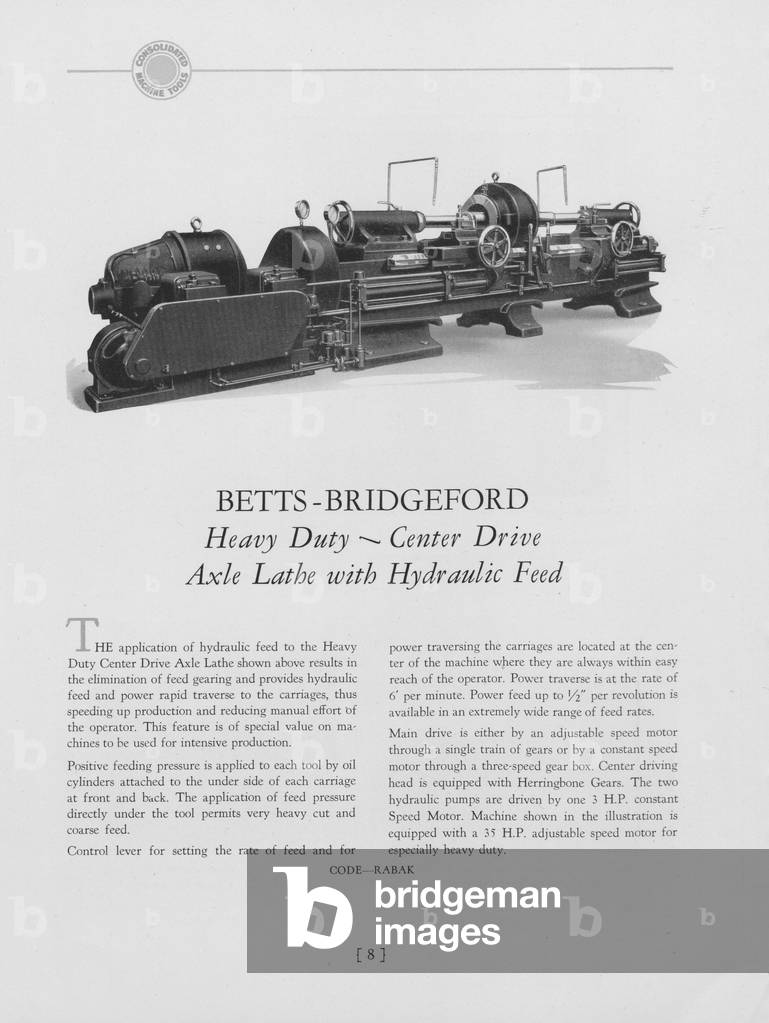Betts-Bridgeford Heavy Duty - Center Drive Axle Lathe With Hydraulic Feed