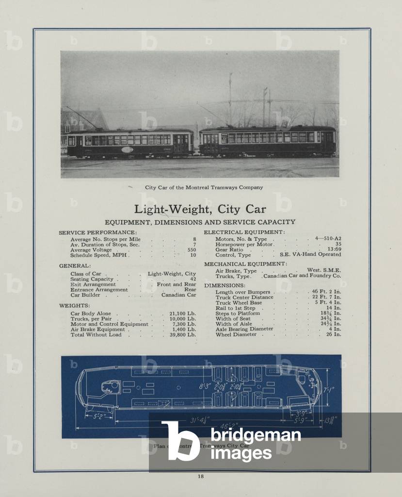 Westinghouse Electric & Manufacturing Company's Light-Weight City Car Belonging To The Montreal Tramways Company