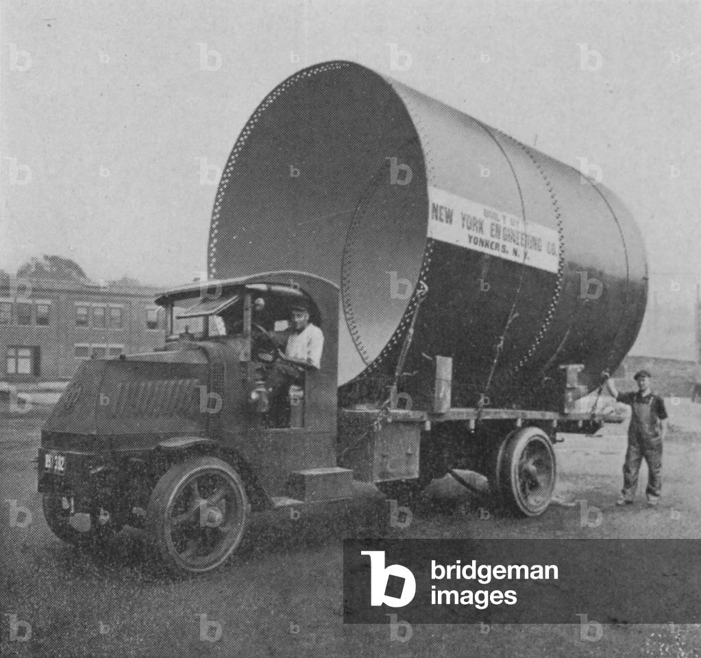 One of the largest early pipe line segments ever built, 1922 (b/w photo)
