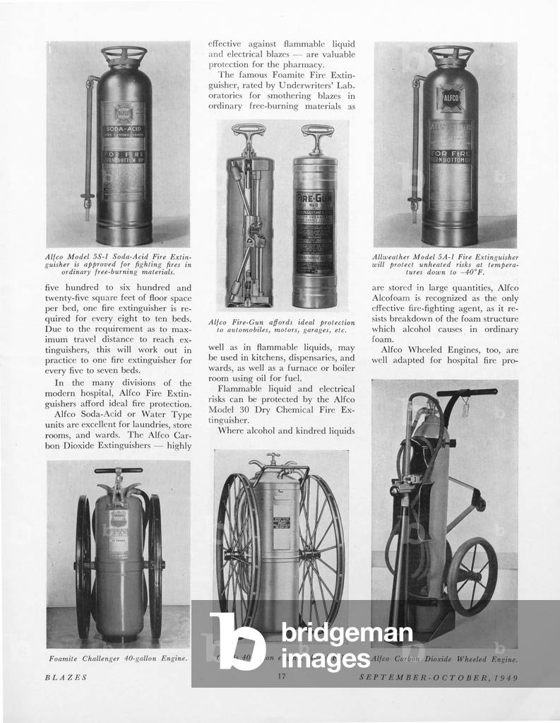Various Images Of Different Model American-La France Fire Extinguishers