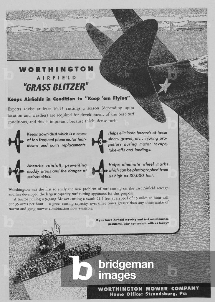 World War II Advertisement - Worthington Mower Company, Stroudsburg, Pennsylvania