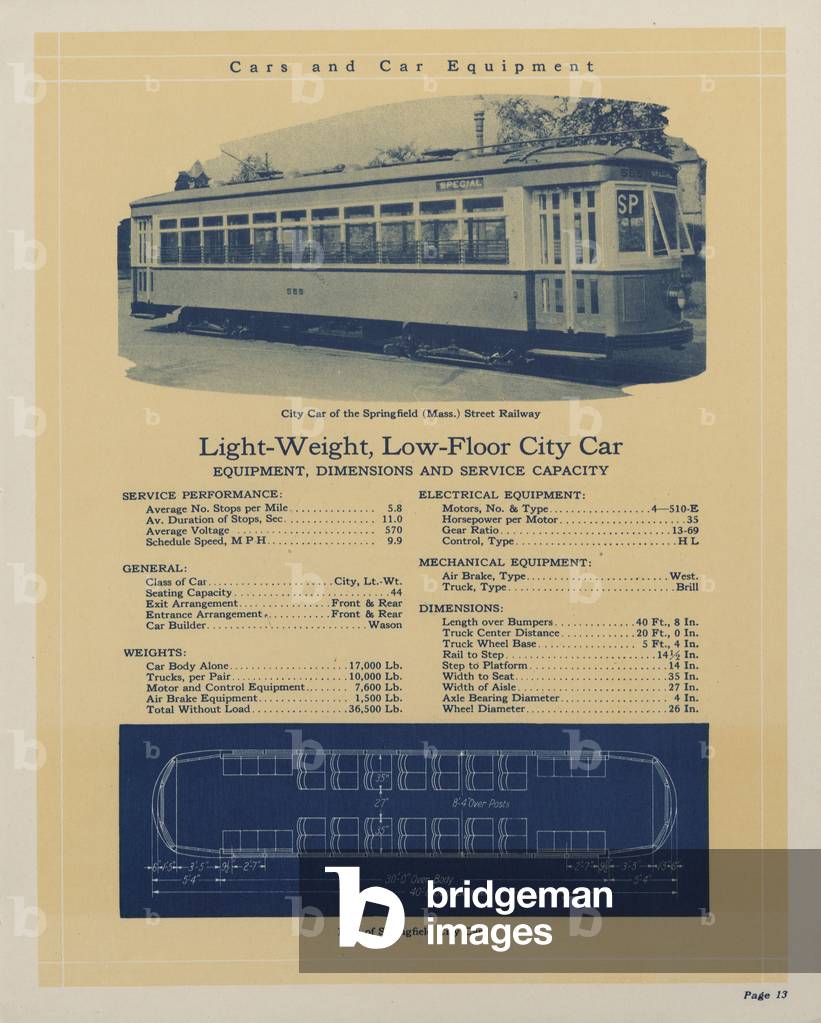 Westinghouse Electric & Manufacturing Company's Light Weight, Low-Floor City Car Belonging To The City Of Springfield Massachusetts Street Railway