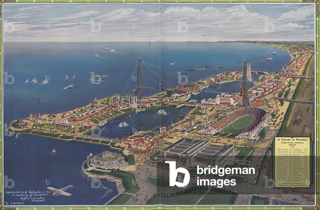 Aerial View Of The Century Of Progress Grounds, 1933 (colour litho)