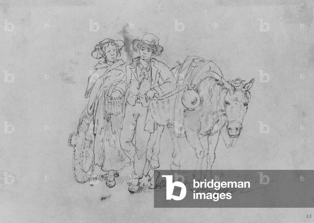 Joshua Shaw's Sketch Of A Young Backwoodsman, His Wife And Pack Animal