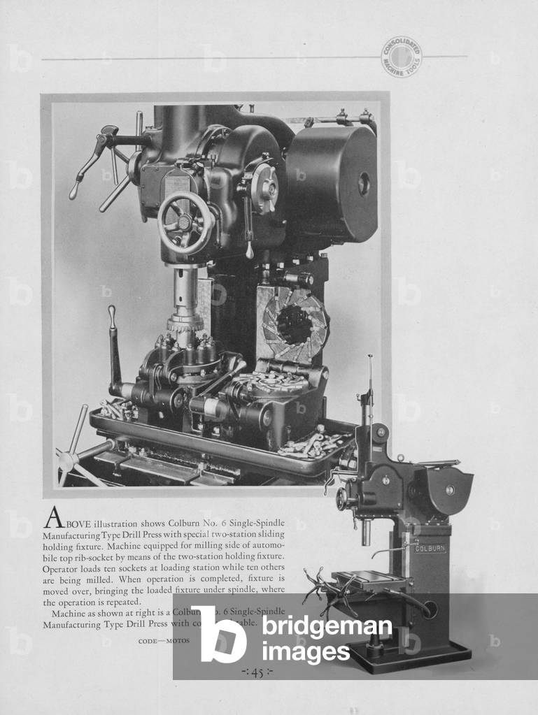 Colburn Number 6, Single Spindle Manufacturing Drill Press