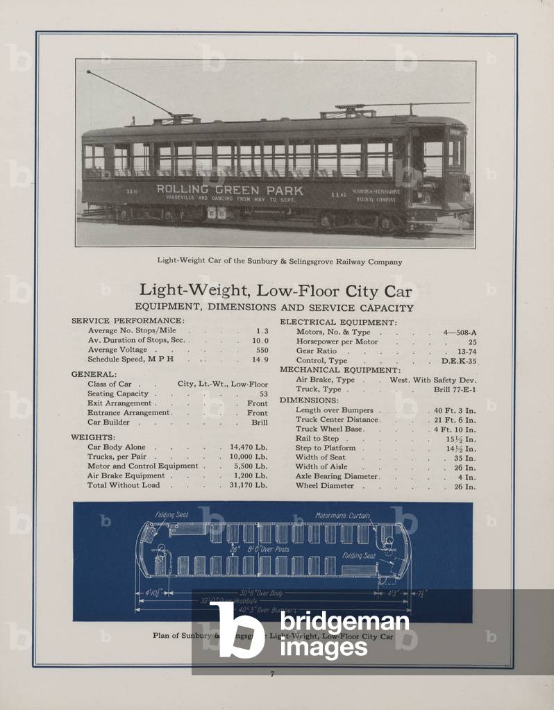 Westinghouse Electric & Manufacturing Company's Light-Weight, Low-Floor City Car Belonging To The Sunbury and Selingsgrove Railway Company