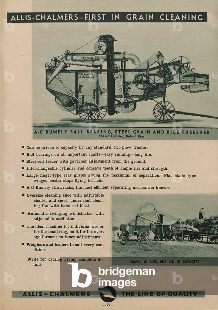 Allis Chalmers Rumely Ball Bearing, Steel Grain And Rice Thresher