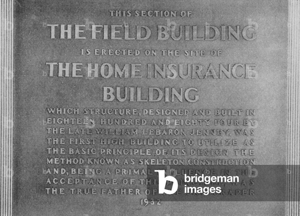 Bronze Tablet Placed In The Lobby Of The Field Building By The American Institute