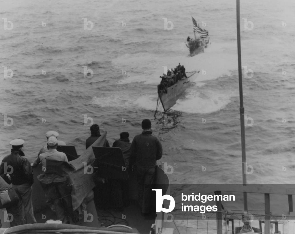 Spectators Watch U.S.S. Guadalcanal Tow U-505