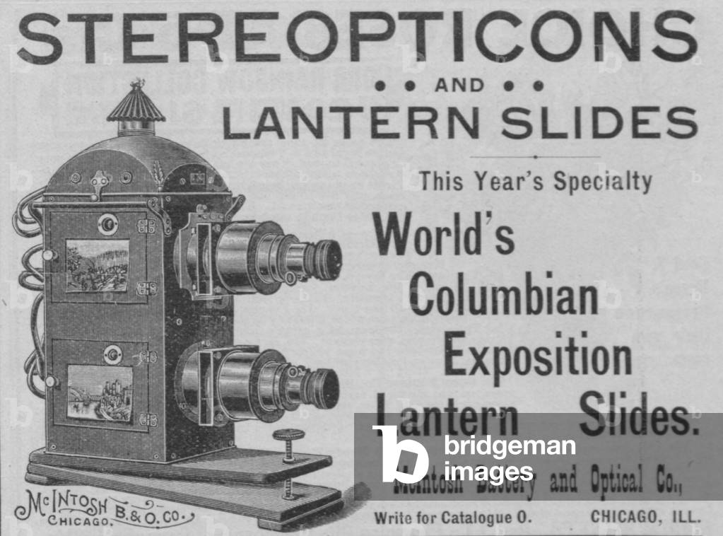 Stereopticons And Lantern Slides Advertisement, 1893 (litho)