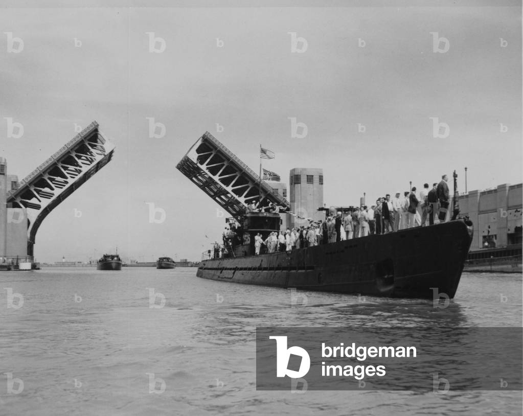 Delegates And Members Of The Press On The Decks Of The Captured German Submarine U505 As It Arrives In Chicago