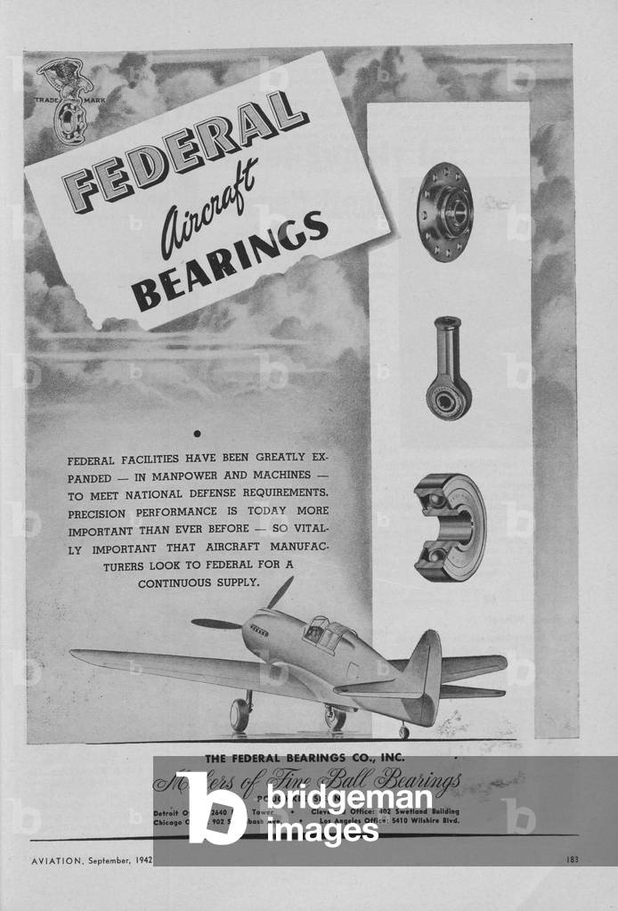 World War II Advertisement - The Federal Bearings Company Incorporated, Poughkeepsie, NY