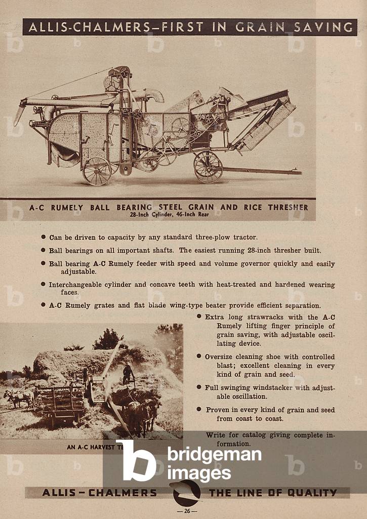 Allis Chalmers Rumely Ball Bearing Steel Grain And Rice Thresher