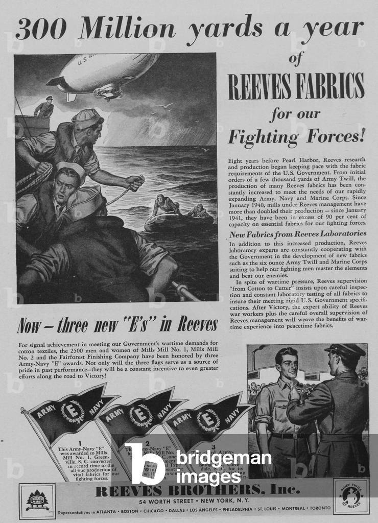 World War II Advertisement - Reeves Brothers Incorporated, New York, New York