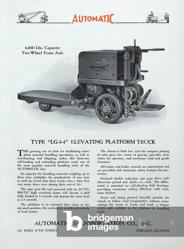 Automatic Transportation Company's Type LG-3-4 Elevating Platform Truck