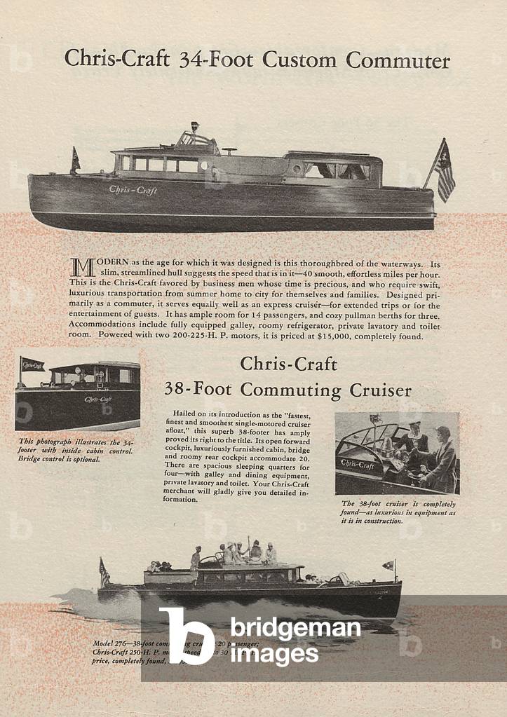 Various Images Of the Chris-Craft Thirty-Four And Thirty Eight Foot Custom Commuting Cruiser