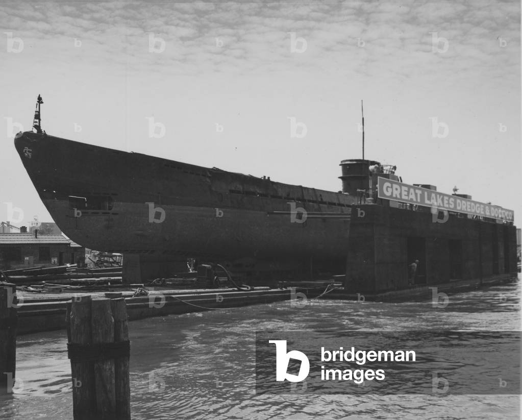 The Captured German Submarine U505 In The Dry Dock Of The Great Lakes Dredge And Dock Company