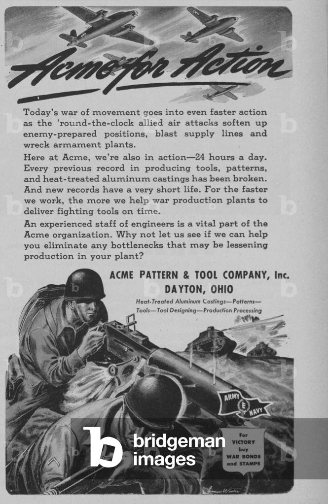 World War II Advertisement - ACME Pattern & Tool Company Inc., Dayton, Ohio