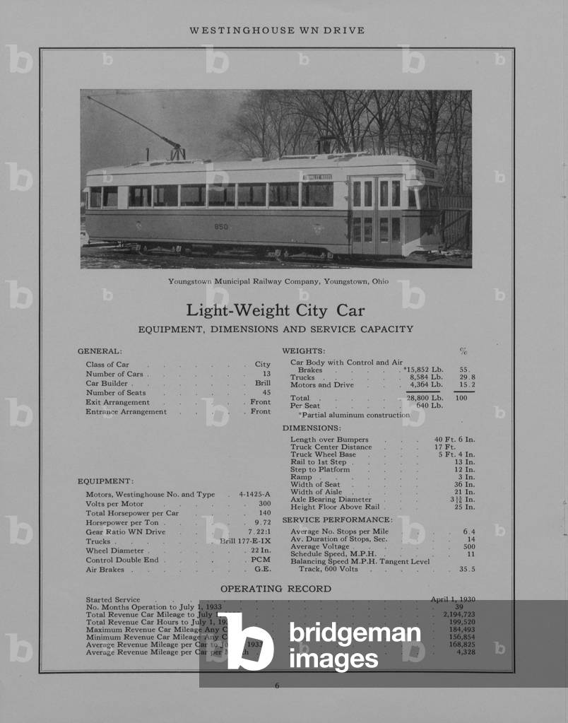 Westinghouse Electric & Manufacturing Company's Light-Weight City Car Belonging To The Youngstown Municipal Railway Company In Youngstown, Ohio