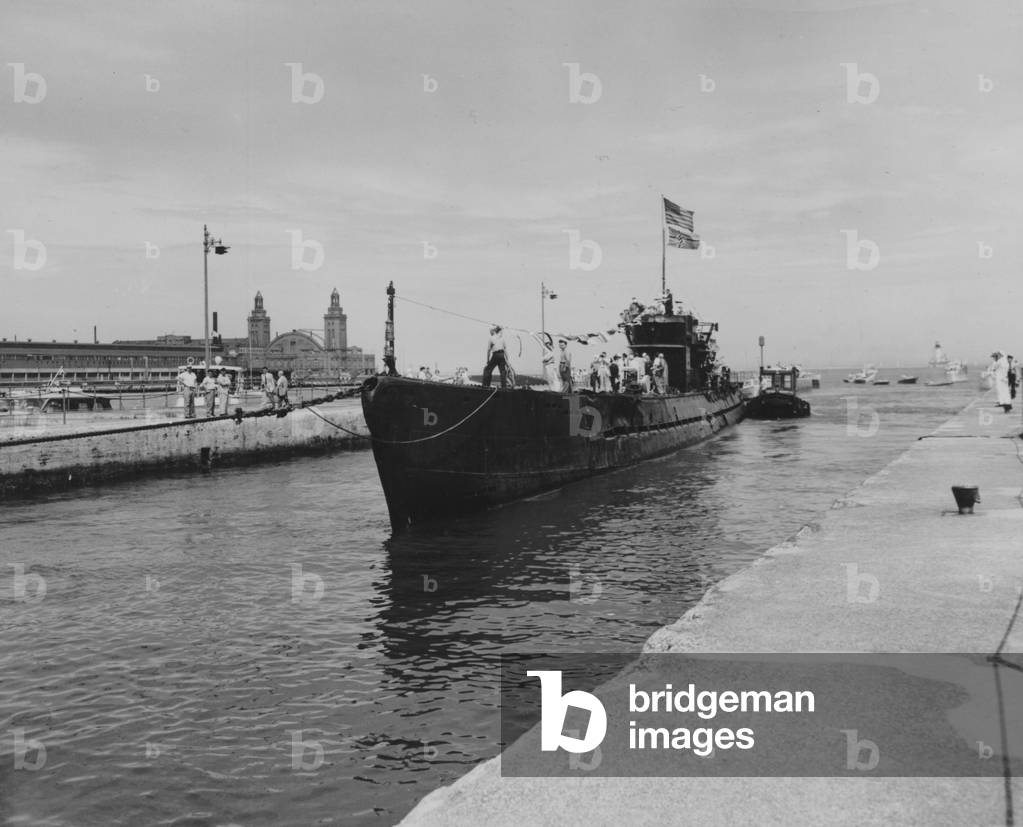 The Captured German Submarine U-505 Preparing To Dock In Chicago