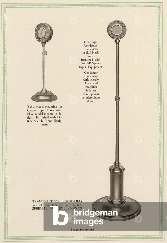 Western Electric Company's Table Model Mounting For A Carbon Type Transmitter, A Floor Type Condenser Transmitter, And An 8-B Speech Input Equipment