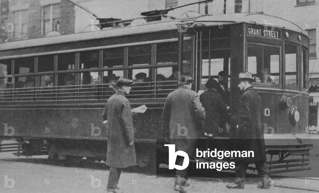 Men Boarding A Westinghouse Electric And Manufacturing Company's Safety Car