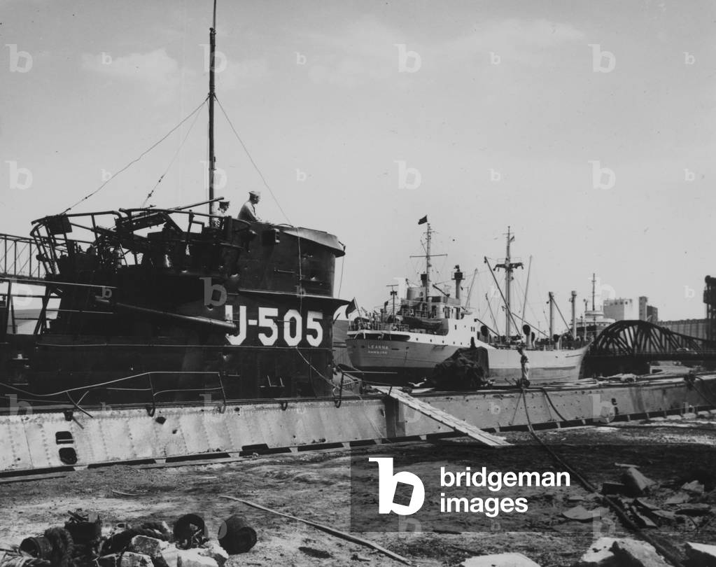 The Captured German Submarine U505 At The Docks Of The Great Lakes Dredge And Dock Company