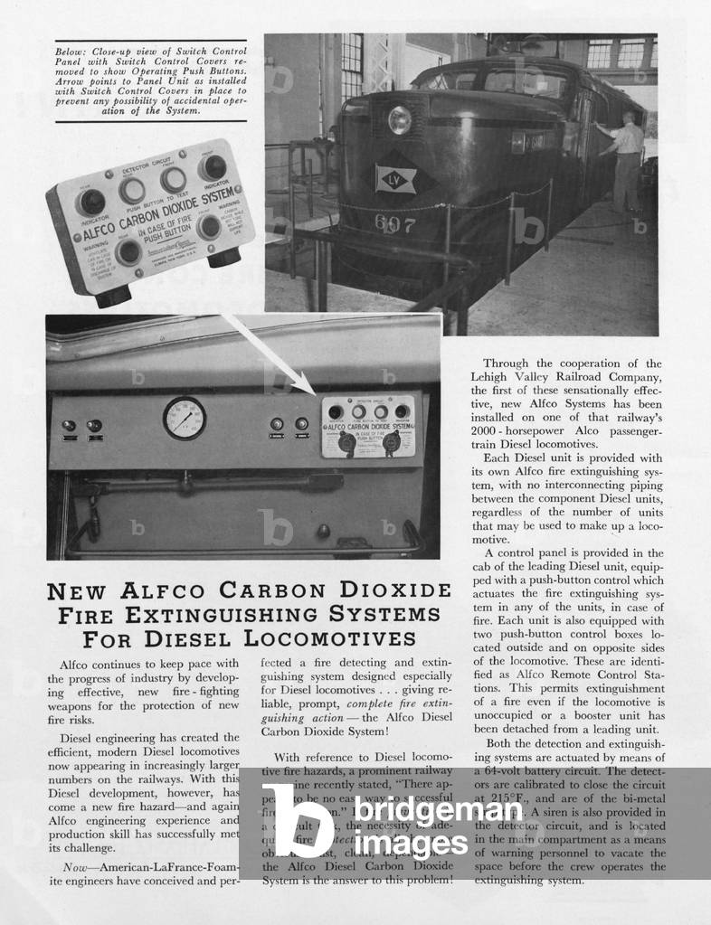 Leigh Valley 607 Locomotive Equipped With The American-La France Foamite Corporation's ALFCO Carbon Dioxide System