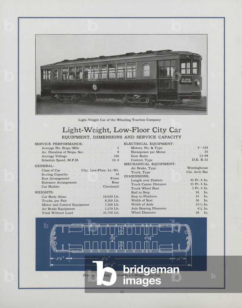 Westinghouse Electric & Manufacturing Company's Light-Weight, Low-Floor City Car Belonging To The Wheeling Traction Company